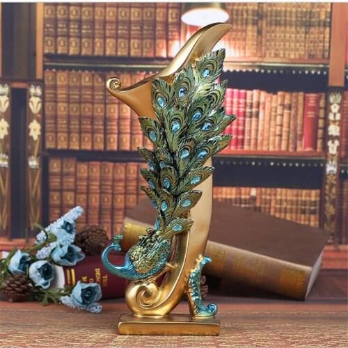 Resin table Flower Vase Vaso Home Accessories Peacock European Fashion For Living Room Decor Floral Creative Crafts Wedding Gift