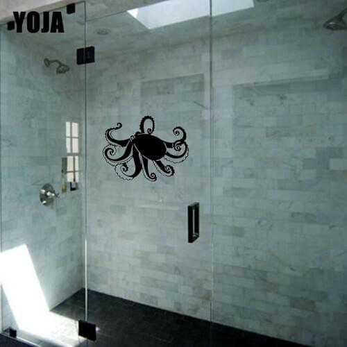 YOJA 21x27.5CM Funny Octopus Bathroom Glass Decal Home Room Decoration Wall Sticker G2-0572