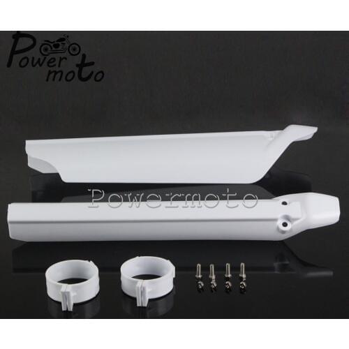 2pcs White Motorcycle 55mm Front Fork Guards Cover For Honda Suzuki Yamaha Dirt Bike Motocross Enduro Fork Guard Protection