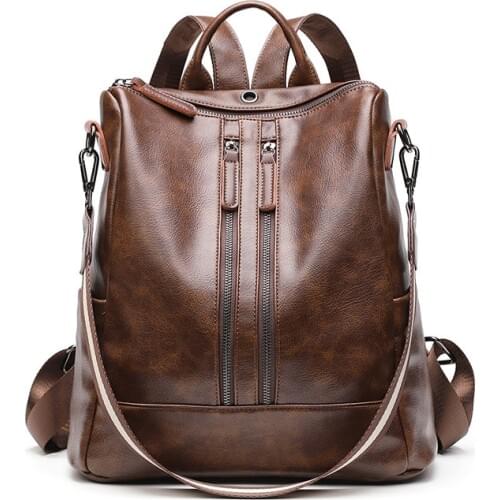 Womens waterproof genuine leather backpack fashion bag Preppy Style schoolbag school pack book bags travel for female New C1324