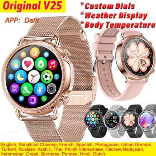 V25 Smart Watch Women heart rate body temperature Bracelet Waterproof custom dial Smart Clock lady Smartwatch Update V23