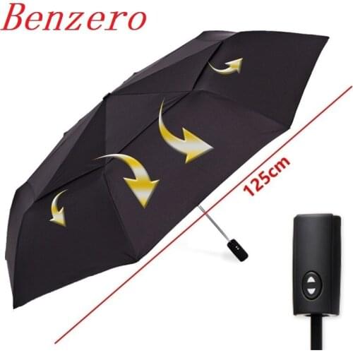 Automatic folding windproof umbrella womens umbrella luxury large reinforced three-fold weatherproof mens business umbrella