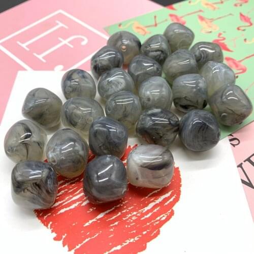 New 10 Pcs Irregular Round Acrylic Beads Spacer Loose Beads For Jewelry Making DIY Bracelet #Gray