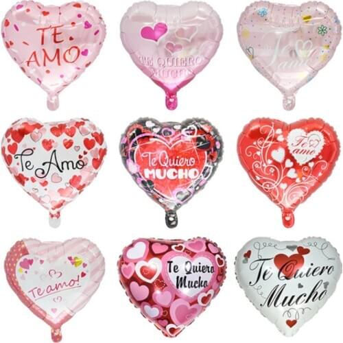 10pcs Heart TE AMO Foil Balloons Spanish I Love You for Wedding Birthday Party TEAMO Valentines Day Globos Supplies