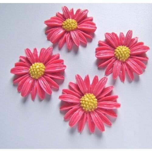 100pcs 26mm resin Daisy flower Cabochons Pink Yellow - Vintage Style diy extra big ,you pick colors