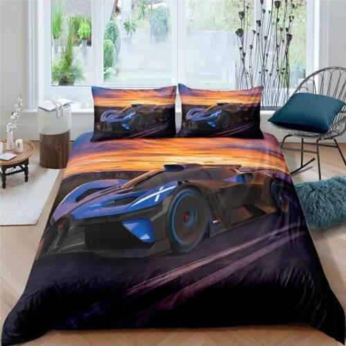 Luxury 3D Sports Car Printed 2/3Pcs Kid Bedding Set Comfortable Duvet Cover Pillowcase Home Textile Single Queen and King Size