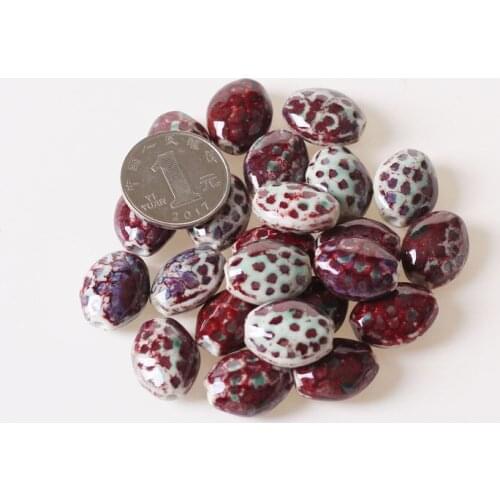 20pcs 20*15mm Oval Ceramic Beads 2.5mm Hole Beads Diy Loose Beads Accessories For Jewelry Making