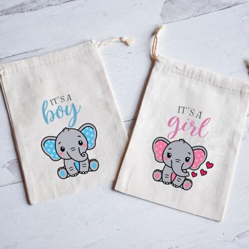 5pcs candy gift bags pink blue Elephant Theme Gender reveal Its A Boy or girl Little Peanut Baby Shower Party decoration favor