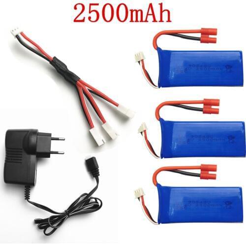 7.4v 2500MAH For Syma X8C X8W X8G X8HC X8HW X8HG parts charger battery RC Quadcopter parts Charger 3in1 wire+ 3 battery