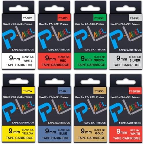 Absonic 9mm XR-9WE Black on White Tape for Casio Label Maker EZ Label XR-9X XR-9AX Printer Ribbon KL-60 KL-100 KL-120 KL-750