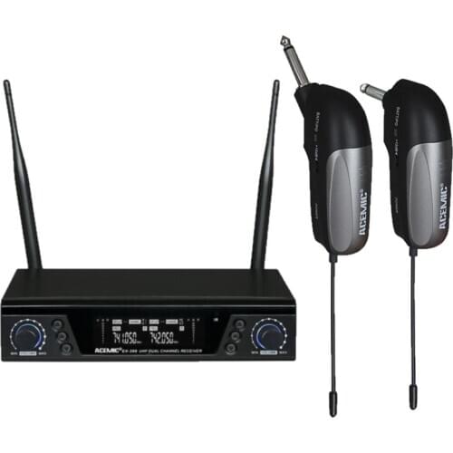 ACEMIC EX-200/GT-1 EX-200/GT-2 UHF Dual Channels Wireless Guitar Microphone 2(two) channels IR sync Super anti-interference