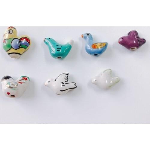 DIY jewelry accessories wholesale cute animal ceramic hen loose beads hand drawn pendant earring material