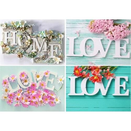 Full Square Drill Diamond Painting 5d Text LOVE Mosaic Flower DIY Diamond Embroidery Scenic Wall Art Home Decor Handmade Gift