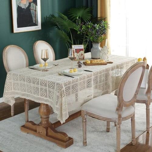 American Retro Crochet Hollow Rectangular Tablecloth Coffee Dining Table Desk Decoration Home TV Cabinet Coffee Table Tablecloth