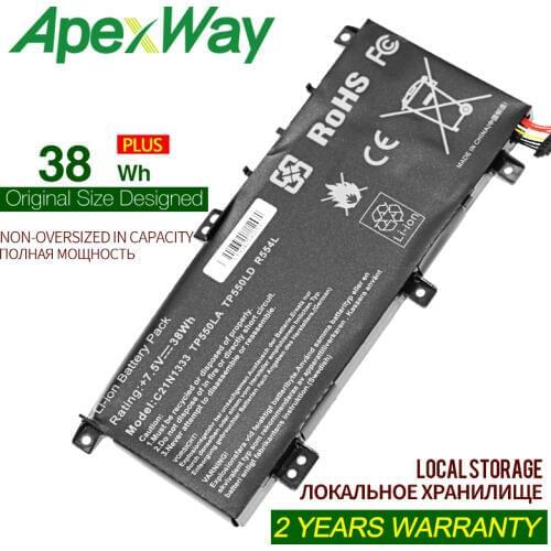 ApexWay 7.5v 38Wh for Asus C21NI333 C21N1333 0B200-00860400 X454 TP550LA TP550LD TP550L TP550LA TP550LD TP550LJ tp550