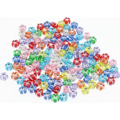 CHONGAI 200Pcs Fashion Mixed Small Flower Shape Acrylic Spacer Beads For Jewelry Making DIY Handmade Beads Accessories 7mm