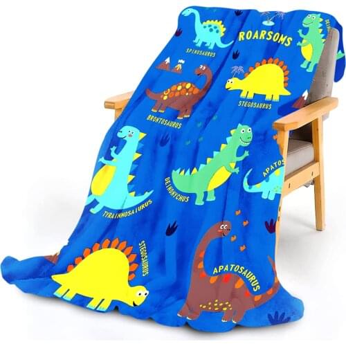 Dinosaur Blanket for Boys, Kids Throw Blanket with Dino Print for Bed Sofa Couch, Soft Fleece Blanket Dinosaur Room Decor Gift