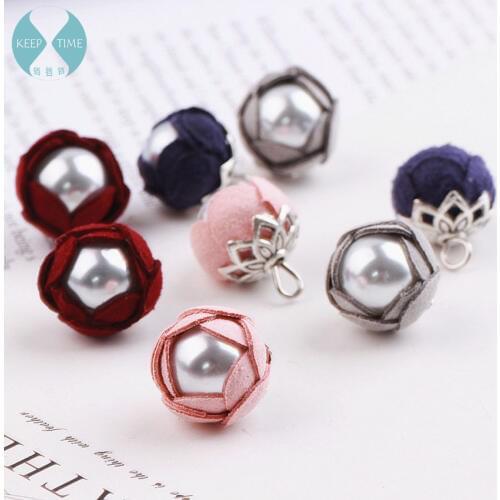 DIY jewelry earrings accessories Korea suede fringed flowers fresh pearl pendant manual material receptacle