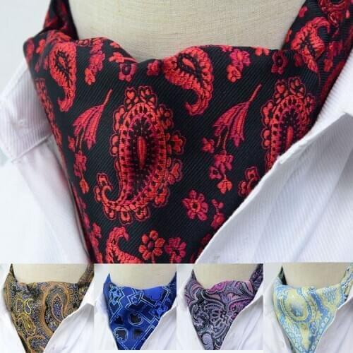 Luxury Mens Ascot Ties Vintage Paisley Cravat Self Tied British style Gentleman Polyester Silk Neck Tie Wedding FormaParty
