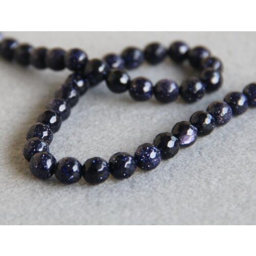 Min Order1) 8mm Natural Blue Sandstone Sand Stone Beads Round Shape Beads Fitting Female 15inch Jewelry Making Design Wholesale