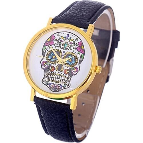 Fashionable Garden Hip Hop Style Skull Pattern Fashion Watch Unisex Belt Watch For Man Women