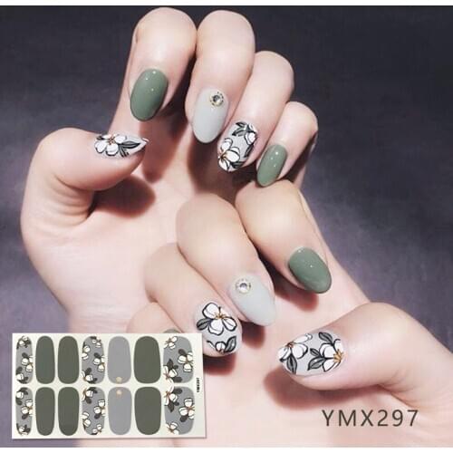 14tips/sheet Summer Style Fashionable Trend Nail Stickers 3D Adhesive Stickers DIY Decals Tips Manicure YMX297 Drop Shipping