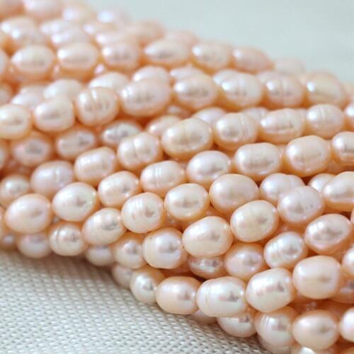 Fashion natural rice white pink freshwater pearls loose beads 7-8 mm jewelry diy