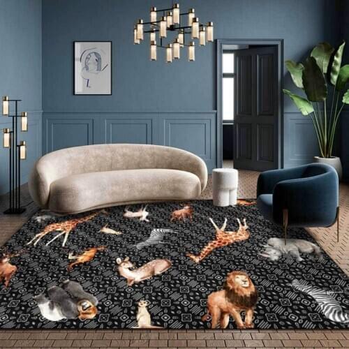 Fashion Modern Safari Geometric Black Gray Living Room Bedroom Bedside Carpet Floor Mats Custom