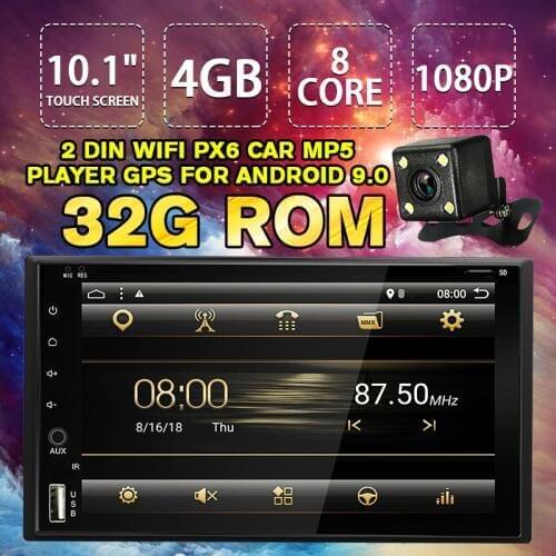 10.1" 8core 4+32G Android 9.0 Car MP5 Player 2DIN bluetooth Radio PX6 GPS For Universal Car Multimedia Player+Backup Camera