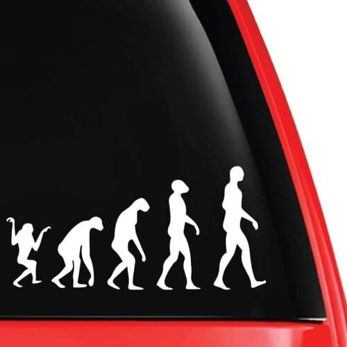 For Evolution Line Darwin Atheist Decal Vinyl Car Laptop Sticker - EvolveFISH - White 6" x 2.6"