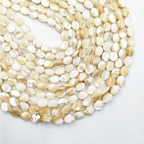 Natural Yellow Shell Beaded Charms Women Jewelry Making 6*8mm Oval-shaped Loose Beads for DIY Bracelet Necklace Accessories 15