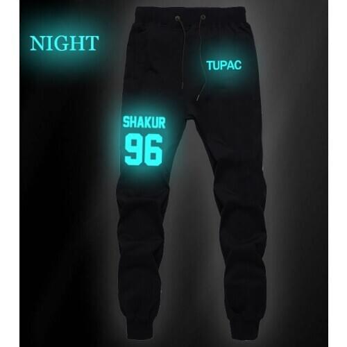 New Casual Tupac Luminous Bodybuilding Sports Sweat Breathable Pants Students Cotton Sweatpants Fitness Long Trousers