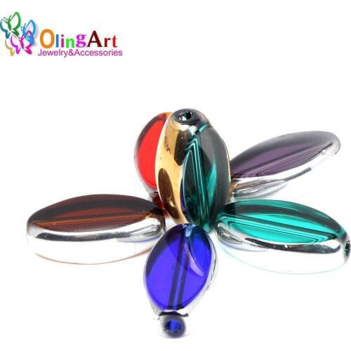 OlingArt 9*18*5MM 8pcs Glass crystal Metal plating Mixed multicolor marquise shape beads DIY necklace Bracelet jewelry making