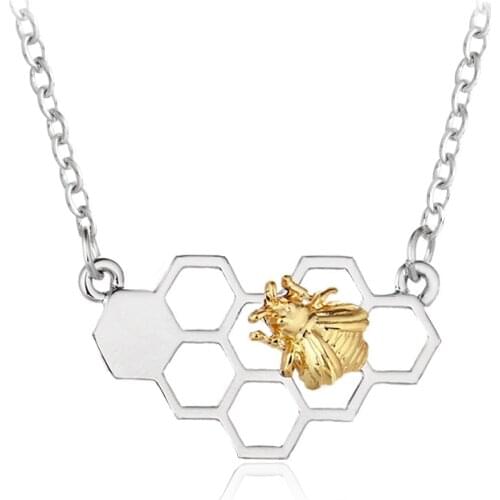 Honeycomb Bee Animal Insect DNA Geometric Polygon Long Chian Necklace Party Lover Dopamine Romantic Gift Jewelry