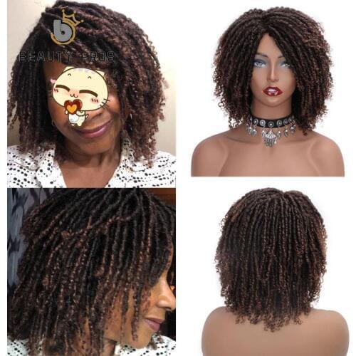 BEAUTY PROS 6inch Short Dreadlock Twist Hair Wig Synthetic Wigs Soft Dread Faux locs Curly for Black Women American Wig