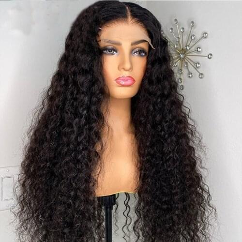 Kinky Curly Wig Lace Front Wig Synthetic Curly Hair 26inch Black Wigs For Black Women With Baby Hair Preplucked