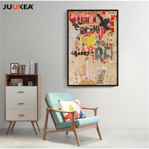POP Vintage Hipster Graffiti Letter Canvas Art Print Painting Poster, classic Wall art Picture For Living Room, Home Decor