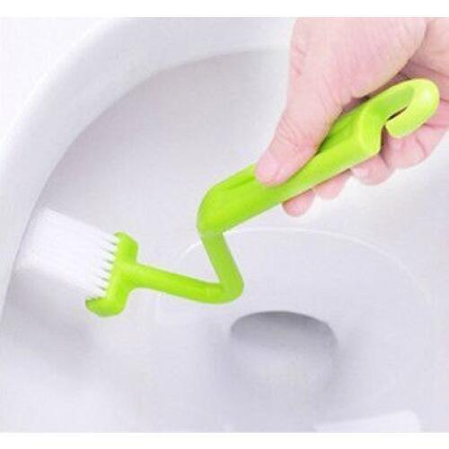 Hot Useful Curved Small Bathroom Kitchen Toilet Cleaning Brush Corner Rim Cleaner Bent Bowl Handle Home Cleaning Accessories