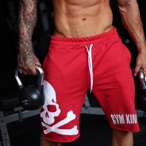 Fitness casual 5 points shorts Men Fashion loose beach pants breathable quick-drying Personality Skull printing shorts