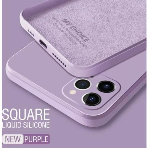 Square Liquid Silicone Case For iPhone 12 11 Pro Max Mini XS Max X XR 6 6S 7 8 Plus SE 2020 Thin Soft Cover Original Candy Cases