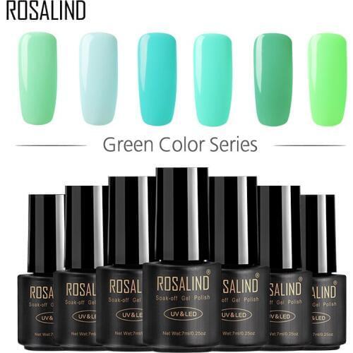 ROSALIND 7ML Nail Polish Green color Series Nail Gel Polish Vernis Semi Permanent Nail Art Gel Nail Varnishes