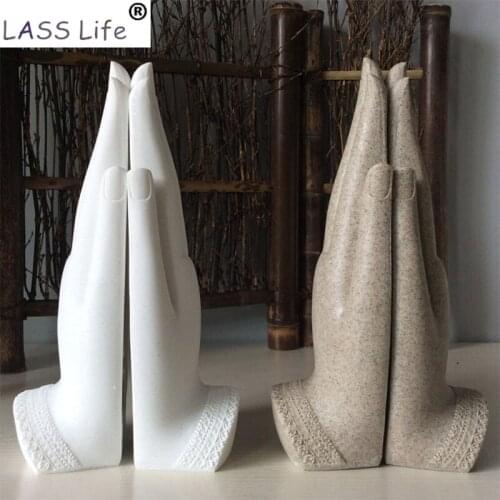 Buddhism Hands Sculpture Buddha Statue Crafts Sandstone Figurine Statues Hand Carved Decor Table Desktop Ornament