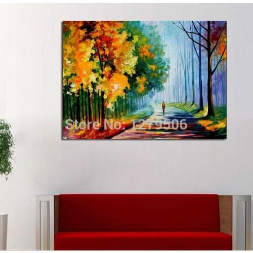 Top 100%Handpainted Abstract Autumn Landscape Knife Thick Oil Painting Canvs Painting Wall Picture For Home Decor As Best Gift