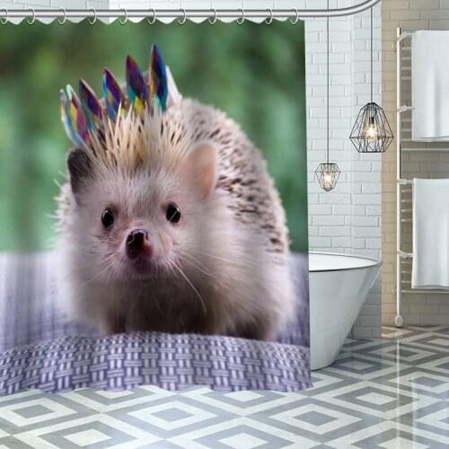 Custom Hedgehog Shower Curtains Waterproof Fabric Cloth Bathroom Decoration Supply Washable Bath Room Curtain