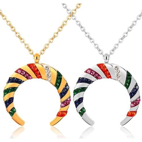 Moon Pendant Necklace For Women New Bijoux Cubic Zirconia Collar Statement Choker Necklaces Collier Fashion Jewelry Couple Gift