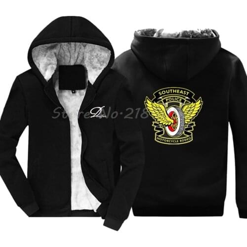 Winter Cotton Fashion Hoodies Motorcycle Unit, Fairfax County, Sheriff, Southeast, Oklahoma Police Sweatshirt Hip Hop Jacket