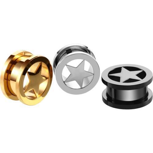 2Pcs/lot Stainless Steel Flesh Tunnels Ear Plugs Ear Gauges Expander Stretcher Star Ear Expander Body Jewelry Piercing Oreja