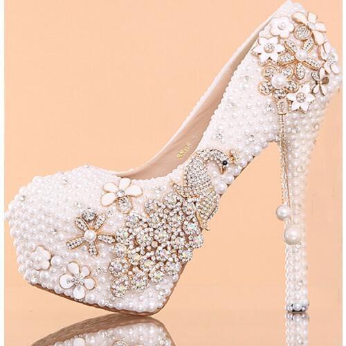 2018 Fashion Luxury Lady Party Prom Dress Shoes High Heel Bridal Dress Shoes Gorgeous Crystal high heel wedding shoes