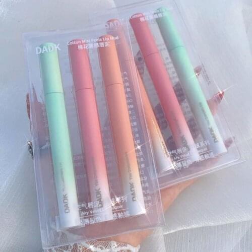 3pcs/Set Matte Lip Mud Candy Tube Mirror Water Luminous Lip Glaze Lasting Waterproof Lipstick Set Makeup Cosmetic TSLM1