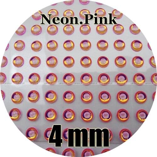 4mm 3D Fluorescent Neon Pink (White Pupil) / Wholesale 600 Soft Molded 3D Holographic Fish Eyes, Fly Tying, Jig, Lure